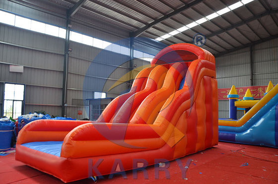 Slide de água para adultos de PVC comercial vermelho duplo para aluguel de festas