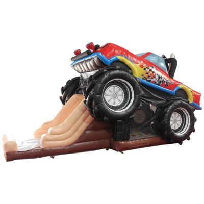 Entrega marítima / aérea Custom PVC 3D Vermelho Off-Road Car Castle inflável casa de segurança para crianças