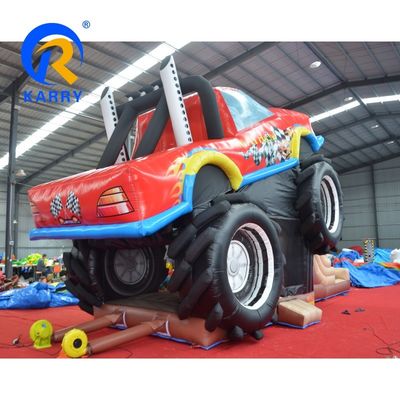 Entrega marítima / aérea Custom PVC 3D Vermelho Off-Road Car Castle inflável casa de segurança para crianças