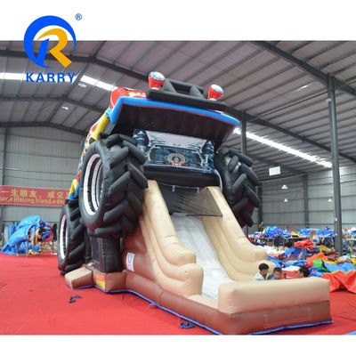 Entrega marítima / aérea Custom PVC 3D Vermelho Off-Road Car Castle inflável casa de segurança para crianças