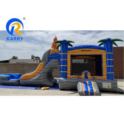 Slide inflável de duas pistas e castelo de salto para crianças Balão de ar quente rosa