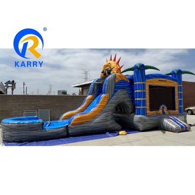 Slide inflável de duas pistas e castelo de salto para crianças Balão de ar quente rosa