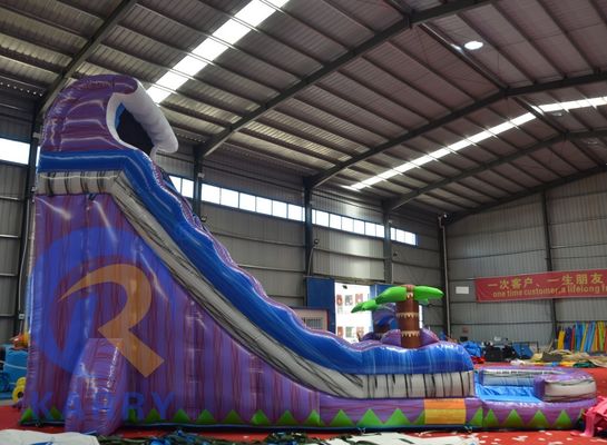 2023 Promoção Deslizamento de terra íngreme Árvore de palma mágica Slide de água roxo Inflavel com piscina