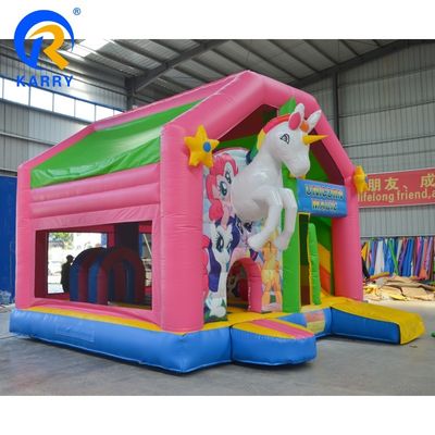 Promoção de Eventos Comerciais Castelo Bouncy Unicorn com Slide e Kit de Reparação Incluído