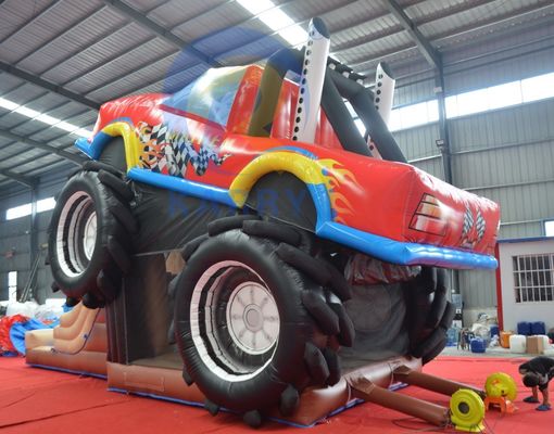OEM Aceitável PVC Off-road Car Car Trampoline Combinação de deslizamento Castelo elástico