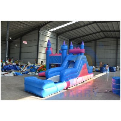 Unisex personalizado inflável 3 em 1 castelo com tema congelado cor azul e deslizamento longo