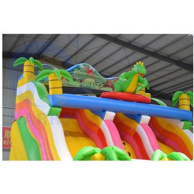 Campo de Jogos Público ao Ar Livre Castelo Salto-Salto Inflavel com Caminho de Deslizamento Extra Largo