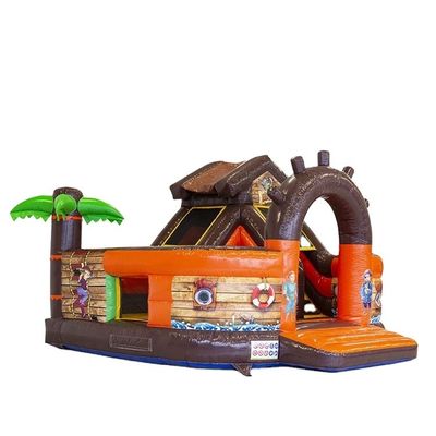 O tema do navio pirata inflável Castelo salto com slide e logotipo personalizado aceitável
