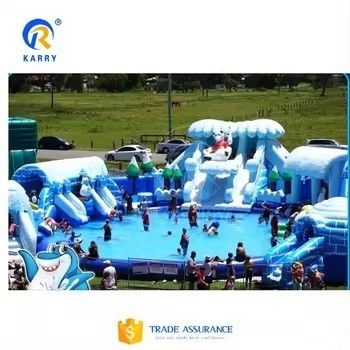 Grande piscina inflável casa de salto castelo de salto com sopro e escorrega de água inflável
