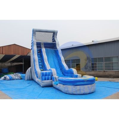 Grande esmagamento mágico que corre a corrediça de água inflável longa azul comercial 32ft dos jogos Bouncy