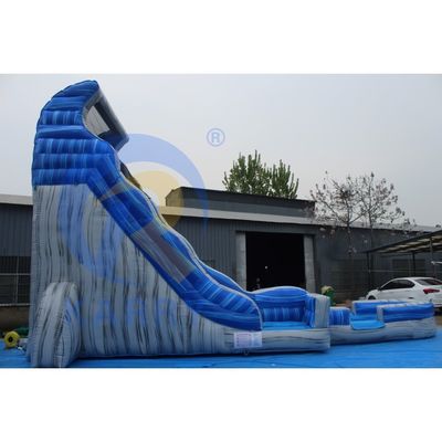 Grande esmagamento mágico que corre a corrediça de água inflável longa azul comercial 32ft dos jogos Bouncy