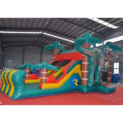 Características Jardim de Jogos para Crianças Dinossauro Inflável Castelo Salto com Slide Molhado Seco