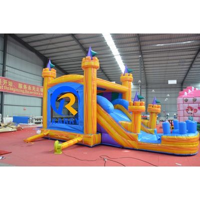 23 x 13ft Crossover Bloco de construção inflável Casa de salto com deslizamento PVC Castelo Amarelo