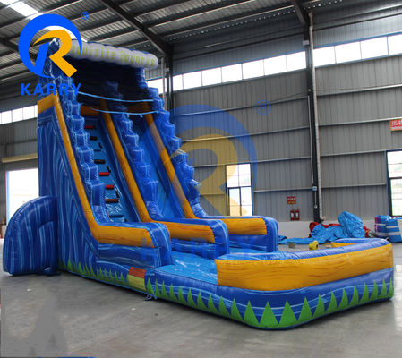 Acessórios de sopradores de ar Slide de água de palmeira inflável com piscina e trampolim
