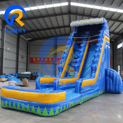 Acessórios de sopradores de ar Slide de água de palmeira inflável com piscina e trampolim