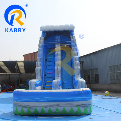 Acessórios de sopradores de ar Slide de água de palmeira inflável com piscina e trampolim