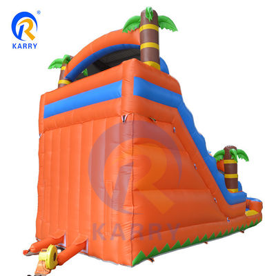Spray de água Slide de árvore de palma com piscina inflável e slide duplo para brincar com crianças