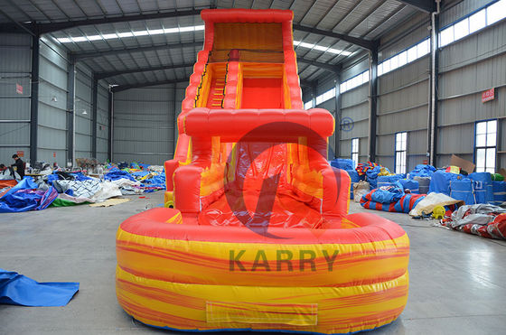 Slide de onda de vulcão inflável portátil com piscina espessura 0,55 mm PLOTO PVC lonas