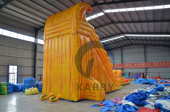 Slide de onda de vulcão inflável portátil com piscina espessura 0,55 mm PLOTO PVC lonas