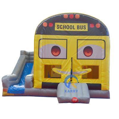 Atualize o seu parque infantil do autocarro inflável com deslizamento e castelo de saltos