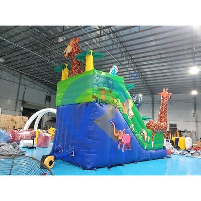 Slide duplo inflável com tema animal de safari Slide salto com girafa poderosa e muito mais