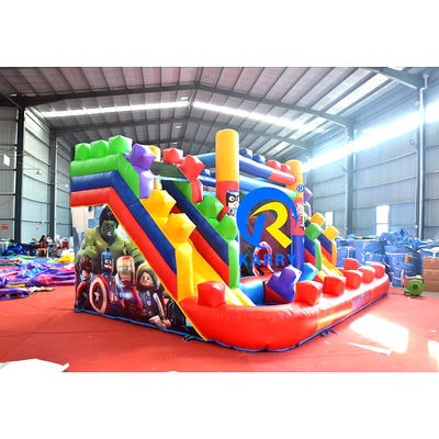 PVC 23ft Crossover Bloco de Construção Castelo inflável casa de salto com deslizamento e sopro