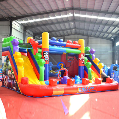 PVC 23ft Crossover Bloco de Construção Castelo inflável casa de salto com deslizamento e sopro