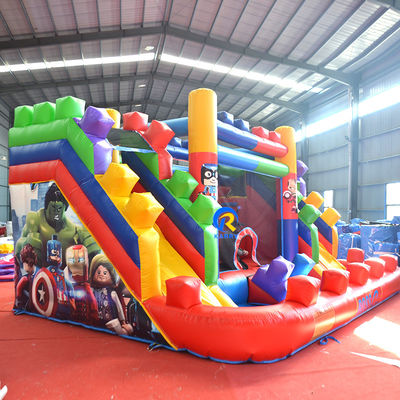 PVC 23ft Crossover Bloco de Construção Castelo inflável casa de salto com deslizamento e sopro