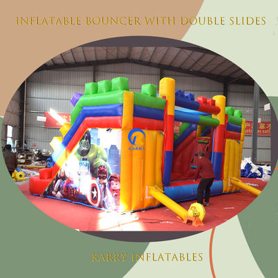 PVC 23ft Crossover Bloco de Construção Castelo inflável casa de salto com deslizamento e sopro