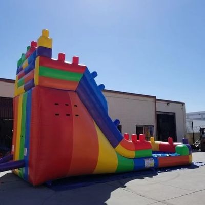 5-10 Passageiros Aluguer de piscina de escorregador de água inflável com piscina de arco-íris e pacote de escorregador