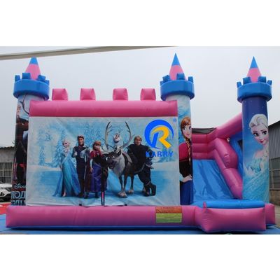Casa Rosa Neutral de Gênero Combo Bounce Jumping Castelo Bouncy com Slide e Blower