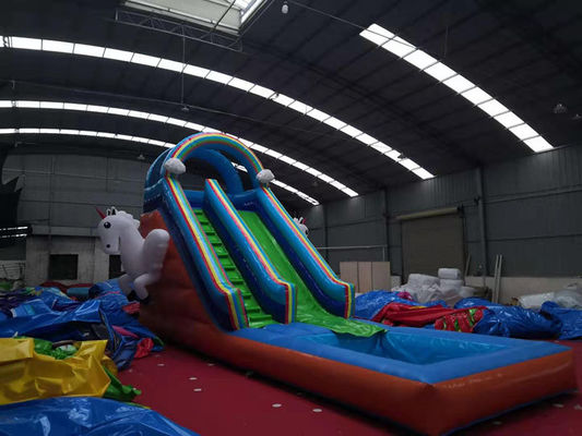 Slide de piscina de água para crianças com sopro de ar padrão CE e Unicorn Excitement
