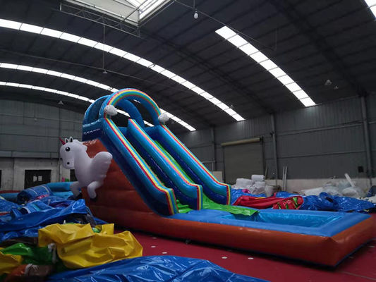 Slide de piscina de água para crianças com sopro de ar padrão CE e Unicorn Excitement