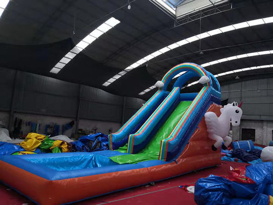 Slide de piscina de água para crianças com sopro de ar padrão CE e Unicorn Excitement