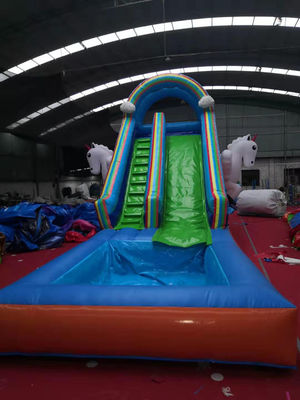 Slide de piscina de água para crianças com sopro de ar padrão CE e Unicorn Excitement