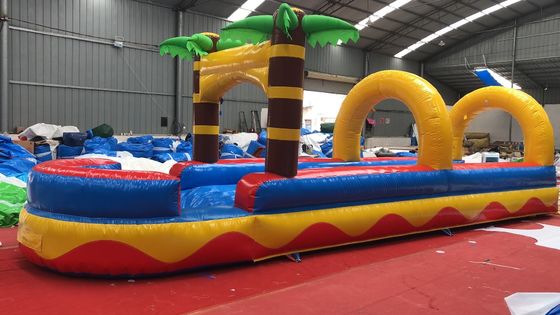 0.55mm PVC Tarpaulin Flat Slide Palm Tree Commercial Slide de água inflável para adultos