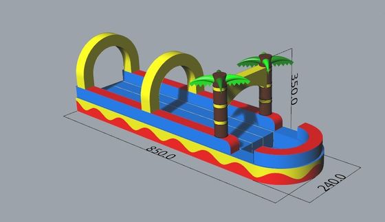 0.55mm PVC Tarpaulin Flat Slide Palm Tree Commercial Slide de água inflável para adultos