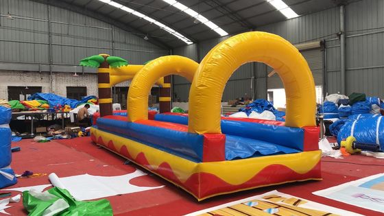 0.55mm PVC Tarpaulin Flat Slide Palm Tree Commercial Slide de água inflável para adultos