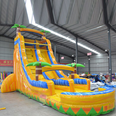 Ocasião comercial Palmeira multicolorida Slide de água inflável com piscina pequena
