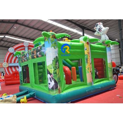 Dimensão personalizada Carro de corrida azul Casa de salto inflável com escorrega Durável e material