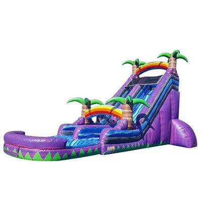 Deslizamentos de piscina infláveis comerciais com deslizamento de salto de mármore roxo de palma colorido