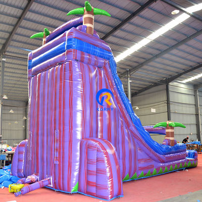Deslizamentos de piscina infláveis comerciais com deslizamento de salto de mármore roxo de palma colorido