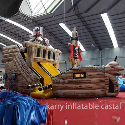 Material de PVC totalmente impresso Navio pirata inflável Slide seco para crianças