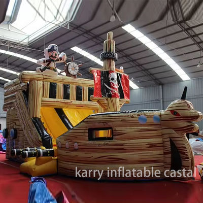Material de PVC totalmente impresso Navio pirata inflável Slide seco para crianças