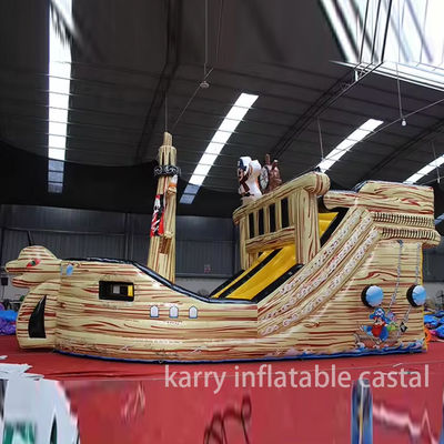 Material de PVC totalmente impresso Navio pirata inflável Slide seco para crianças