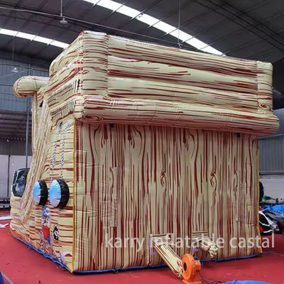 Material de PVC totalmente impresso Navio pirata inflável Slide seco para crianças