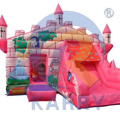 Commercial Princesa de Fadas Rosa Castelo Dinossauro Casa Inflável de Salto com Slide