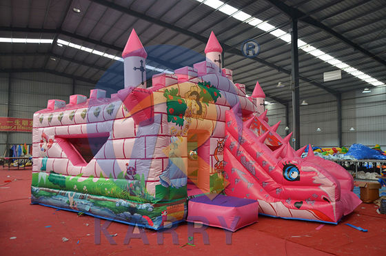Commercial Princesa de Fadas Rosa Castelo Dinossauro Casa Inflável de Salto com Slide