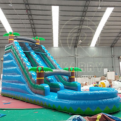 Piscina de escorrega de água inflável com tema de palmeira com material de PVC
