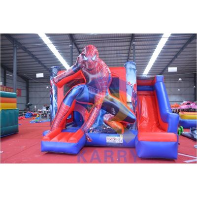 Unisex Super Cool Homem-Aranha Inflável Casa de Salto com Slide Wet Dry Dimensões personalizadas